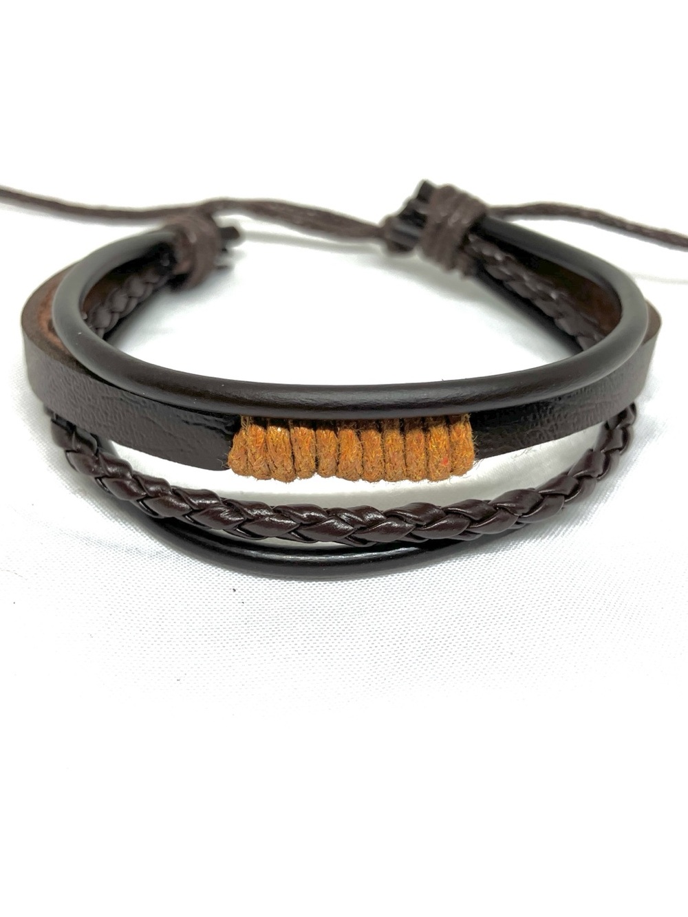 Leather Multi-Strand  Bracelet with Amber Wrap NWOT